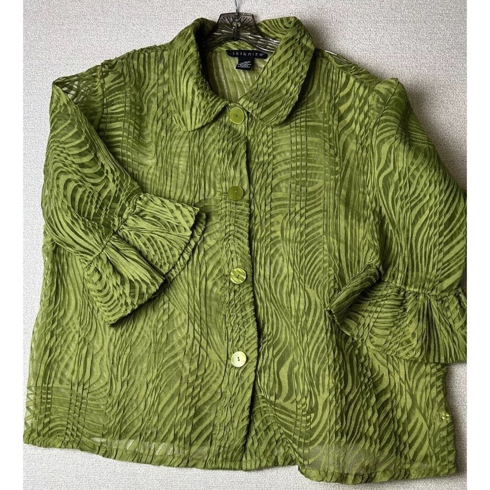 Citiknits Shirt Womens Green 3/4" Bell Sleeve Sz 1X A73331 Classic Party Holiday